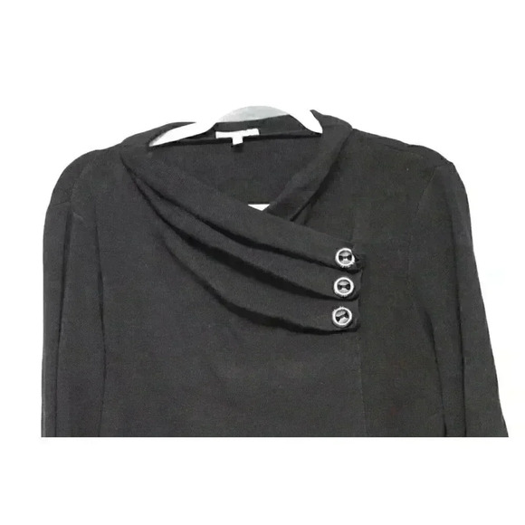 Habitat Clothes to Live In Sweater Size Medium Black Cowl Neck Stretch Buttons - Picture 2 of 12